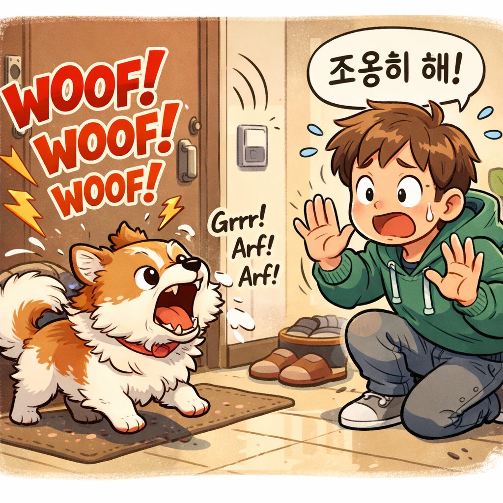 강아지의 짖음에 소리치는 보호자