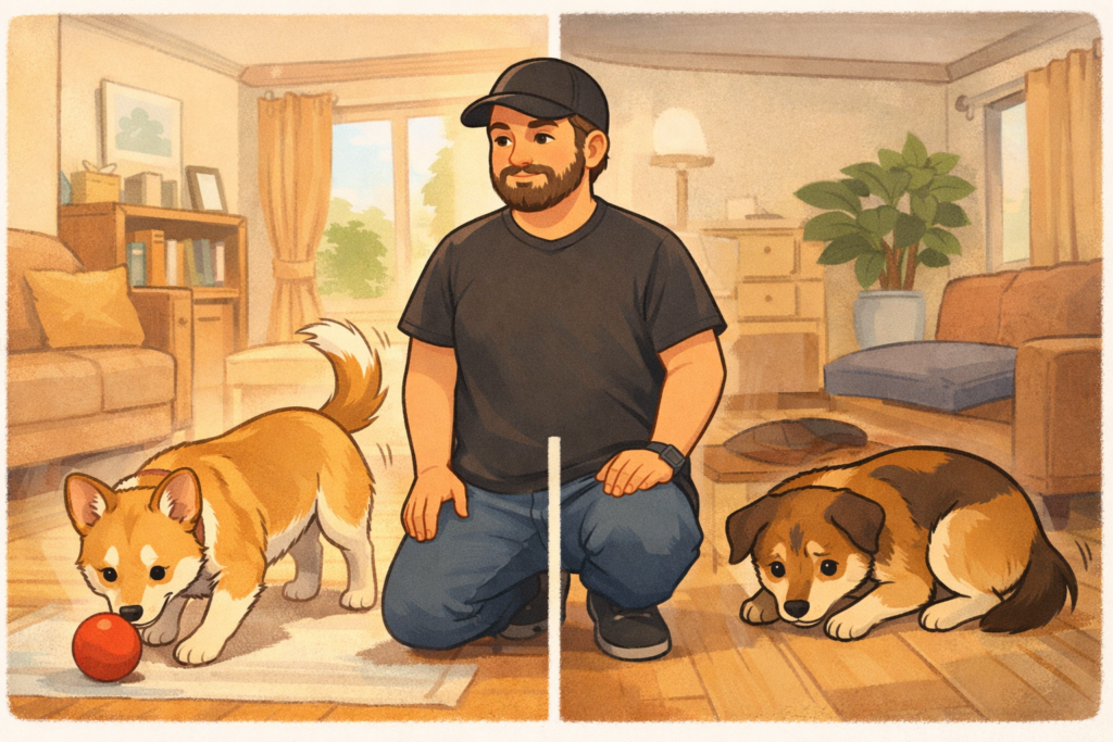 소심한 강아지 적극적인강아지