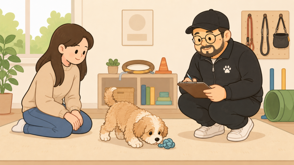 훈련사 사람곰이 문제를 파악 하는 모습