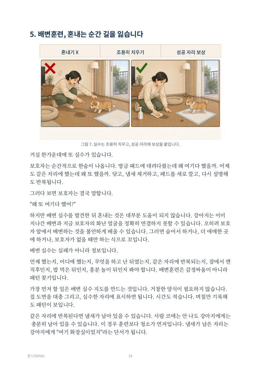 강아지 배변훈련 본문과 삽화